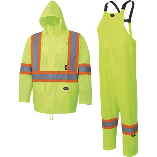 5619 Habit de pluie Oxford 150D, Polyester, 2T-Grand, Jaune lime haute visibilit&eacute; D. Morneault & Fils