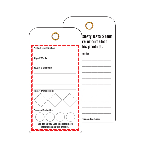 GHS Workplace Tags, Cardstock, 3" W x 6" H, English D. Morneault & Fils