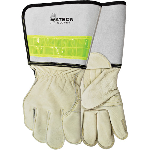 Circuit Breaker Linesman Welding Gloves, Grain Cowhide, Size Medium D. Morneault & Fils