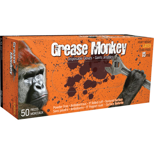 Gants Grease Monkey, Moyen, Latex, 15 mils, Sans poudre, Bleu D. Morneault & Fils