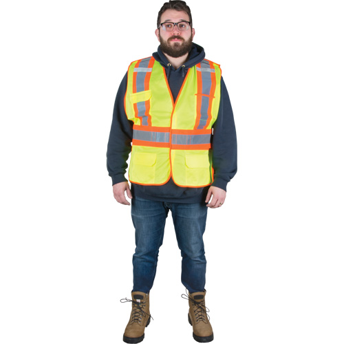 Veste d'arpenteur r&eacute;sistante aux flammes, Jaune lime haute visibilit&eacute;, 2T-Grand, Polyester D. Morneault & Fils