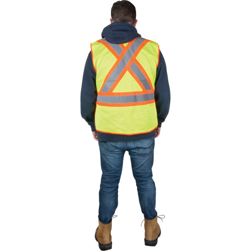 Veste d'arpenteur r&eacute;sistante aux flammes, Jaune lime haute visibilit&eacute;, 2T-Grand, Polyester D. Morneault & Fils
