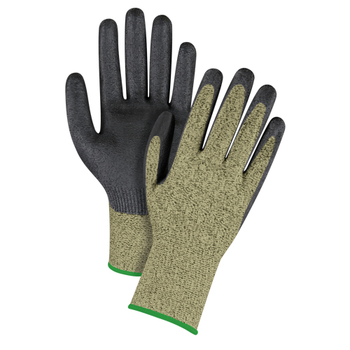 Gants &eacute;lastiques sans coutures r&eacute;sistants &agrave; la coupe noir & jaune, Taille Moyen/8, Calibre 13, Rev&ecirc;tement Mousse de nitrile, Enveloppe en Aramide, ASTM ANSI niveau A6 D. Morneault & Fils