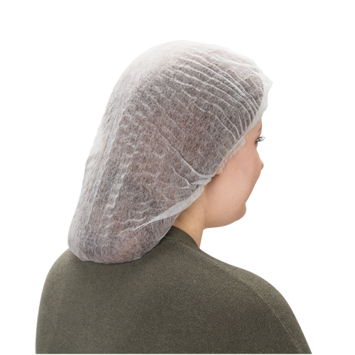 Pleated Bouffant Cap, Polypropylene, 21", White D. Morneault & Fils