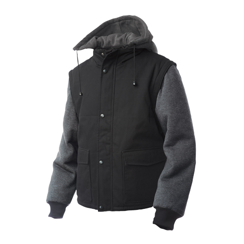 Zip-Off Sleeve Jacket, Men's, Large, Black D. Morneault & Fils
