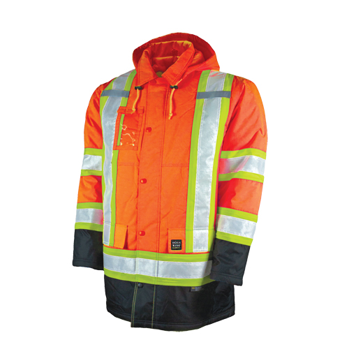 Lined Safety Parka, High Visibility Orange, Large D. Morneault & Fils