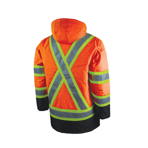 Lined Safety Parka, High Visibility Orange, Large D. Morneault & Fils