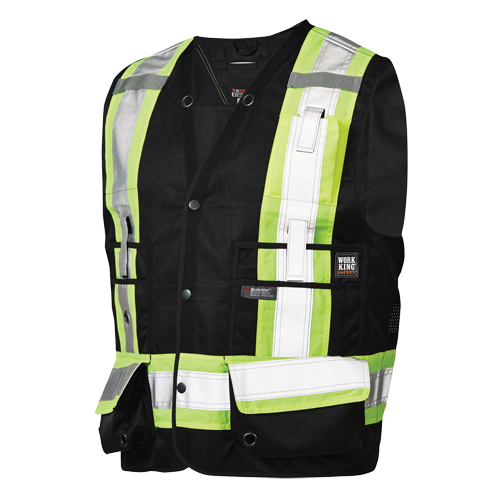 Surveyor Safety Vest, Black, Large, Polyester D. Morneault & Fils