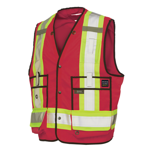Surveyor Safety Vest, Red, Large, Polyester D. Morneault & Fils