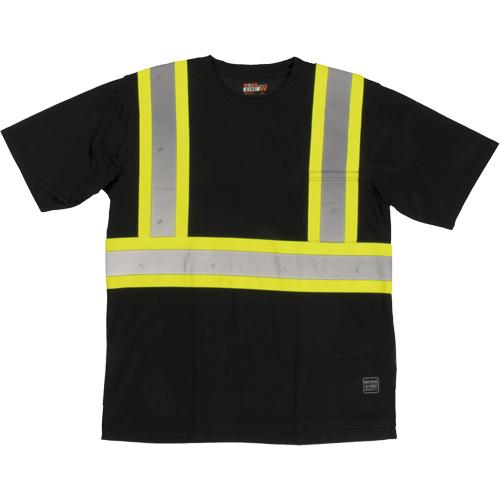 Short-Sleeved Safety T-Shirt with Pocket, Polyester, Large, Black D. Morneault & Fils