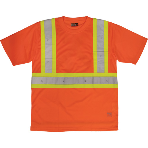 Short-Sleeved Safety T-Shirt with Pocket, Polyester, Large, High Visibility Orange D. Morneault & Fils