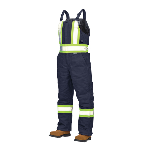 Duck Lined Safety Overalls, Cotton, Large, Navy Blue D. Morneault & Fils