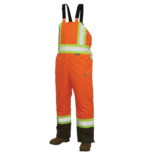 Lined Safety Overalls, Polyester/Polyurethane, Large, High Visibility Orange D. Morneault & Fils