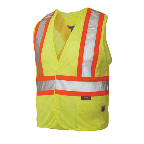 5-Point Tearaway Safety Vest, High Visibility Lime-Yellow, Large/X-Large, Polyester D. Morneault & Fils