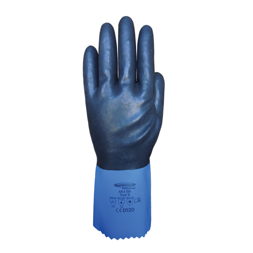 Summitech Full-Dipped Chemical Resistant Gloves, Size Small/7, 11.8" L, Chloroprene, Poly-Cotton Inner Lining, 59-mil D. Morneault & Fils
