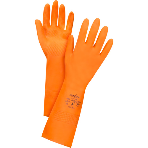 Gants orange r&eacute;sistants aux produits chimiques, Taille 10, 13" lo, Latex, Doublure en Ouat&eacute;e, 28 mils D. Morneault & Fils