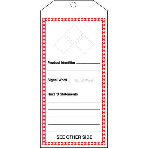 GHS Jumbo Safety Tag, Cardstock, 3-7/8" W x 8-1/2" H, English D. Morneault & Fils