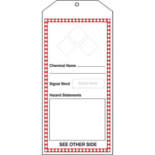 GHS Jumbo Tags, Cardstock, 3-7/8" W x 8-1/2" H, English D. Morneault & Fils