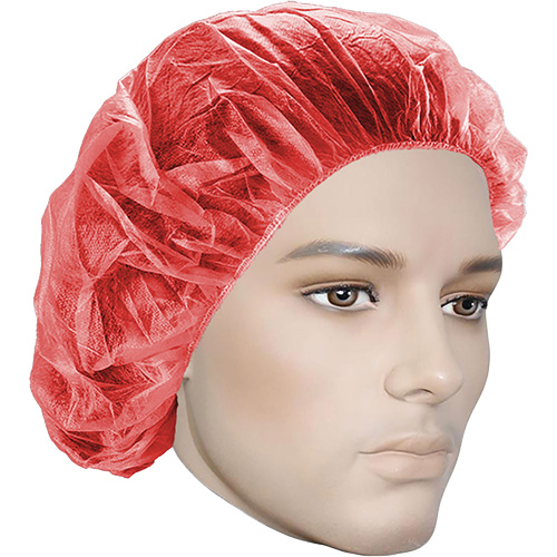 Bouffant Caps, Polypropylene, 21", Red D. Morneault & Fils