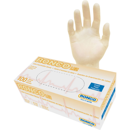 Gants jetables, Petit, Latex, 4 mils, Sans poudre, Naturel, Classe 2 D. Morneault & Fils