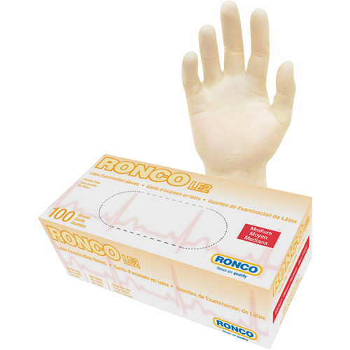 Gants jetables, Moyen, Latex, 4 mils, Sans poudre, Naturel, Classe 2 D. Morneault & Fils