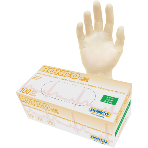 Gants jetables, Grand, Latex, 4 mils, Sans poudre, Naturel, Classe 2 D. Morneault & Fils