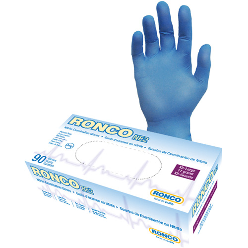 Disposable Gloves, 2X-Large, Nitrile, 4-mil, Powder-Free, Blue D. Morneault & Fils