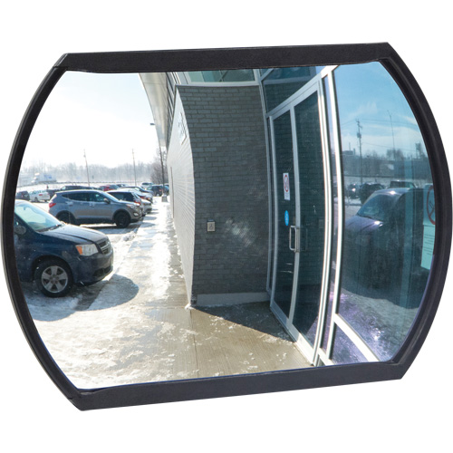Miroir convexe rectangulaire/rond avec support, 12" h x 18" la, Int&eacute;rieur/Ext&eacute;rieur D. Morneault & Fils