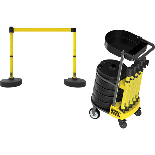 Chariot de transport avec plateau pour barri&egrave;re PLUS, 75' lo, M&eacute;tal, Jaune D. Morneault & Fils