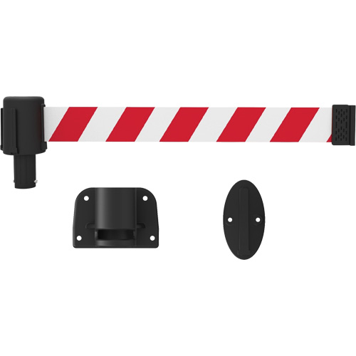 Syst&egrave;me de montage mural pour barri&egrave;re PLUS, Plastique, Fixation par vis, 15', Ruban Rouge et blanc D. Morneault & Fils