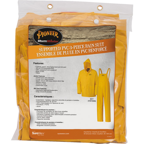 577 V&ecirc;tements imperm&eacute;ables 3 morceaux, Polyester/PVC, 5T-Grand, Jaune D. Morneault & Fils