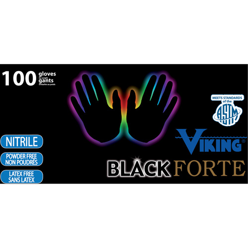 34605 Forte Disposable Gloves, Small, Nitrile, 6-mil, Powder-Free, Black D. Morneault & Fils