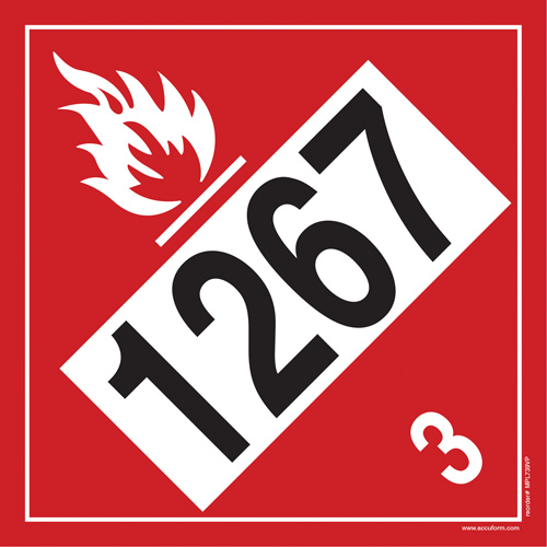 1267 Petroleum Crude Oil Flammable Liquid TDG Placard, Plastic D. Morneault & Fils