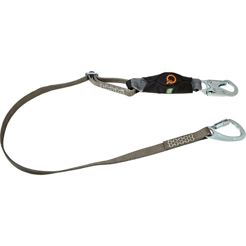 V-Series Tie-Back Lanyard, 6', Carabiner Center, Snap Hook Leg Ends, Polyester D. Morneault & Fils