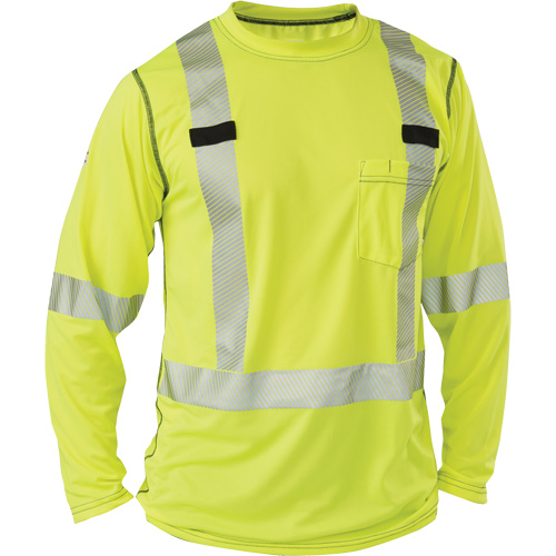 Polartec&reg; Power Grid&reg; High-Visibility Long Sleeve T-Shirt, Polyester, 2X-Large, High Visibility Lime-Yellow D. Morneault & Fils