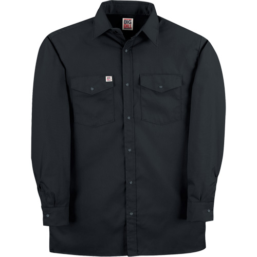 Twill Work Shirt with Snap, Men's, Medium (Tall), Black D. Morneault & Fils