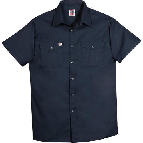 Short-Sleeved Twill Work Shirt, Men's, Medium (Tall), Navy Blue D. Morneault & Fils