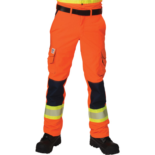 Pantalons cargo haute visibilit&eacute; antid&eacute;chirure, Polyester, 28, Orange haute visibilit&eacute; D. Morneault & Fils
