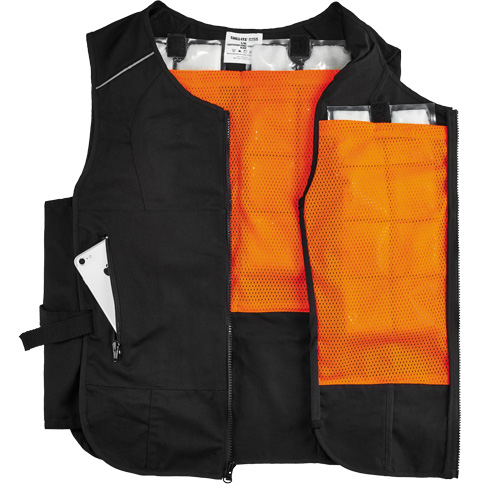 Veste de refroidissement &agrave; changement de phase l&eacute;g&egrave;re avec sachets 6260 Chill-Its, Petit/Moyen, Noir D. Morneault & Fils