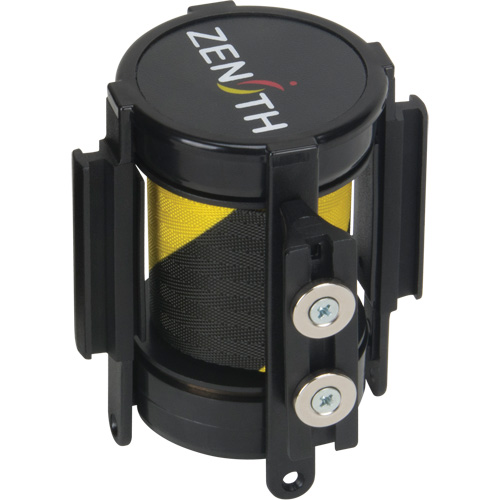 Cassette de ruban magn&eacute;tique pour barri&egrave;re de contr&ocirc;le des foules personnalis&eacute;e, 7', Ruban Noir et jaune D. Morneault & Fils