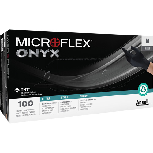 Onyx&reg; Gloves, Small, Nitrile, 3.5-mil, Powder-Free, Black D. Morneault & Fils