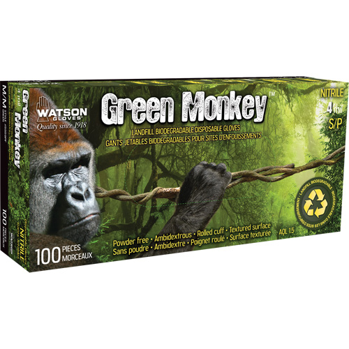 5559PF Green Monkey Gloves, Small, Nitrile, 4-mil, Powder-Free, Green D. Morneault & Fils
