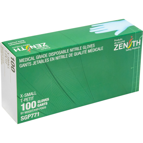 Puncture-Resistant Medical-Grade Disposable Gloves, X-Small, Nitrile, 4.5-mil, Powder-Free, Blue, Class 2 D. Morneault & Fils