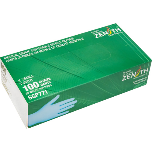 Puncture-Resistant Medical-Grade Disposable Gloves, X-Small, Nitrile, 4.5-mil, Powder-Free, Blue, Class 2 D. Morneault & Fils