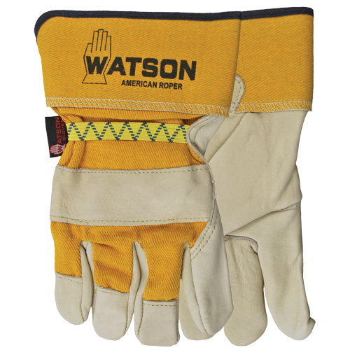 American Roper Gloves, Large, Grain Cowhide Palm, Cotton Inner Lining D. Morneault & Fils