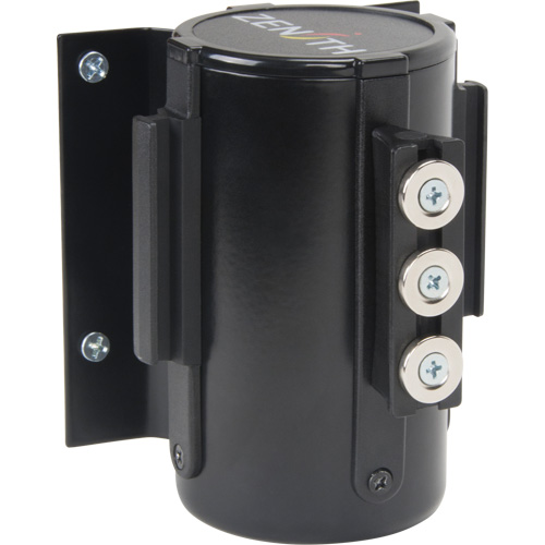 Barri&egrave;re &agrave; fixation murale avec ruban magn&eacute;tique, Acier, Fixation par vis, 12', Ruban Noir D. Morneault & Fils