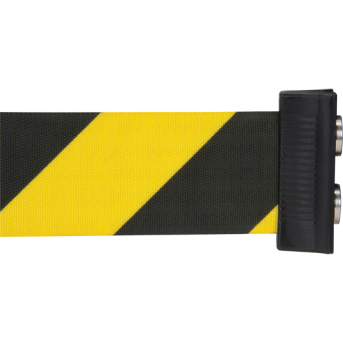 Wall Mount Barrier with Magnetic Tape, Steel, Screw Mount, 7', Black and Yellow Tape D. Morneault & Fils