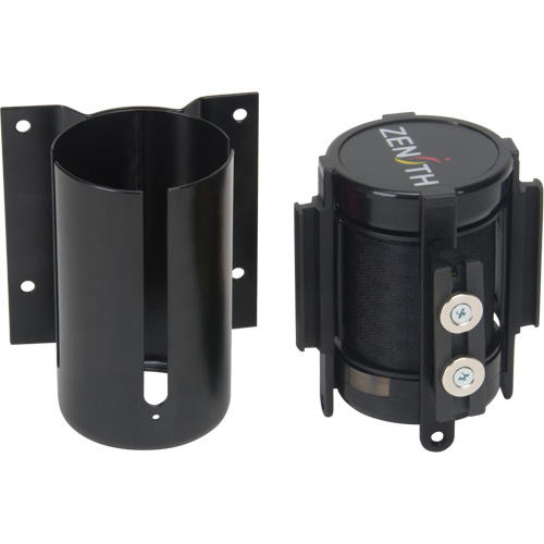 Wall Mount Barrier with Magnetic Tape, Steel, Screw Mount, 7', Black Tape D. Morneault & Fils