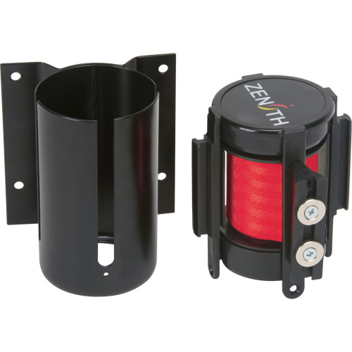 Wall Mount Barrier with Magnetic Tape, Steel, Screw Mount, 7', Red Tape D. Morneault & Fils