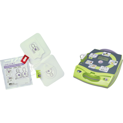 D&eacute;fibrillateur enti&egrave;rement automatis&eacute; AED Plus en anglais avec &eacute;lectrodes Pedi-Padz II suppl&eacute;mentaires, Automatique, Anglais, Classe 4 D. Morneault & Fils